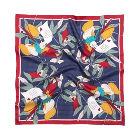 "El Amor" Silk Bandana - Tropical Red & Blue