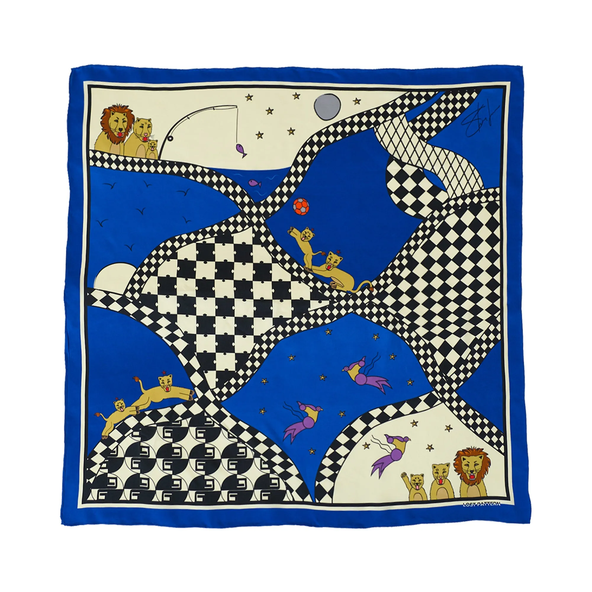 "Journey" Silk Scarf by SHANTALL LACAYO - Electric Blue