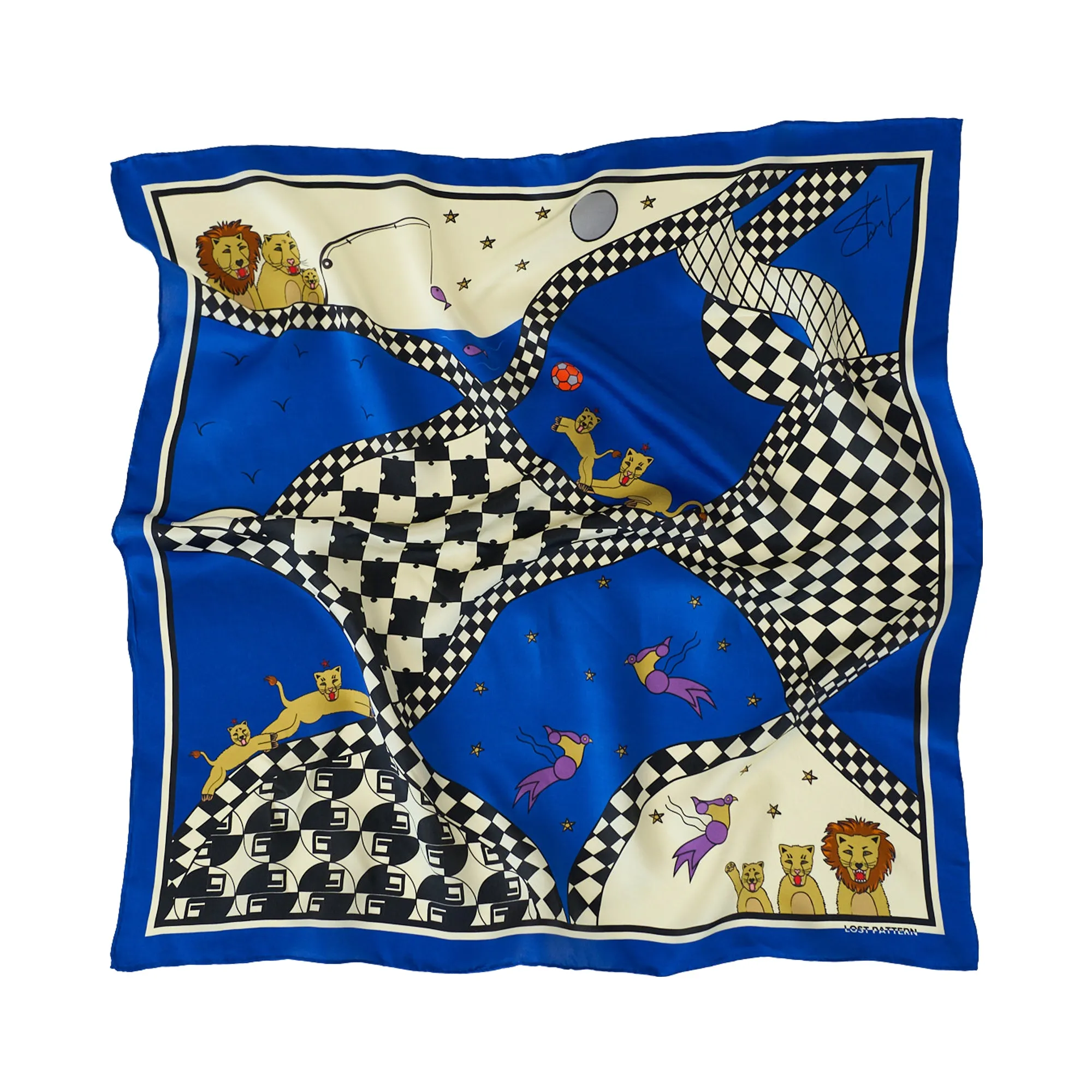 "Journey" Silk Scarf by SHANTALL LACAYO - Electric Blue