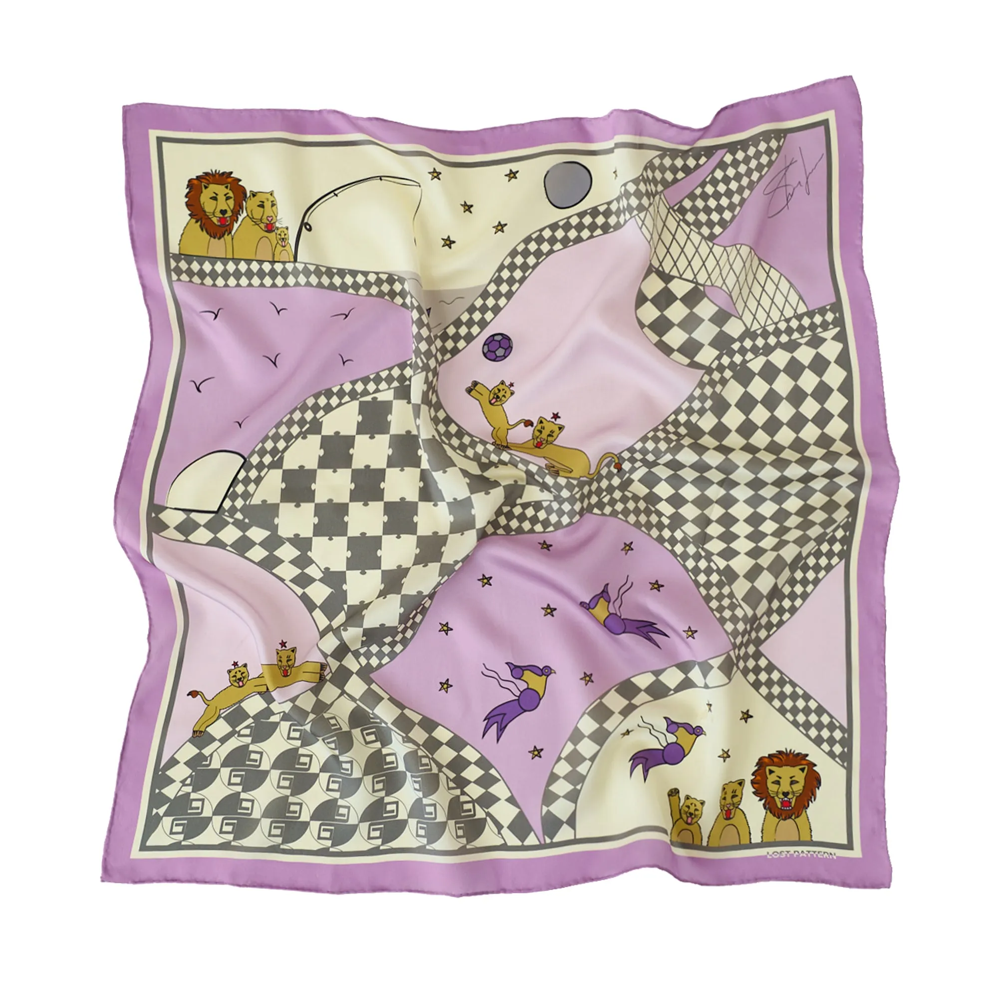 "Journey" Silk Scarf by SHANTALL LACAYO - Lavender Pink