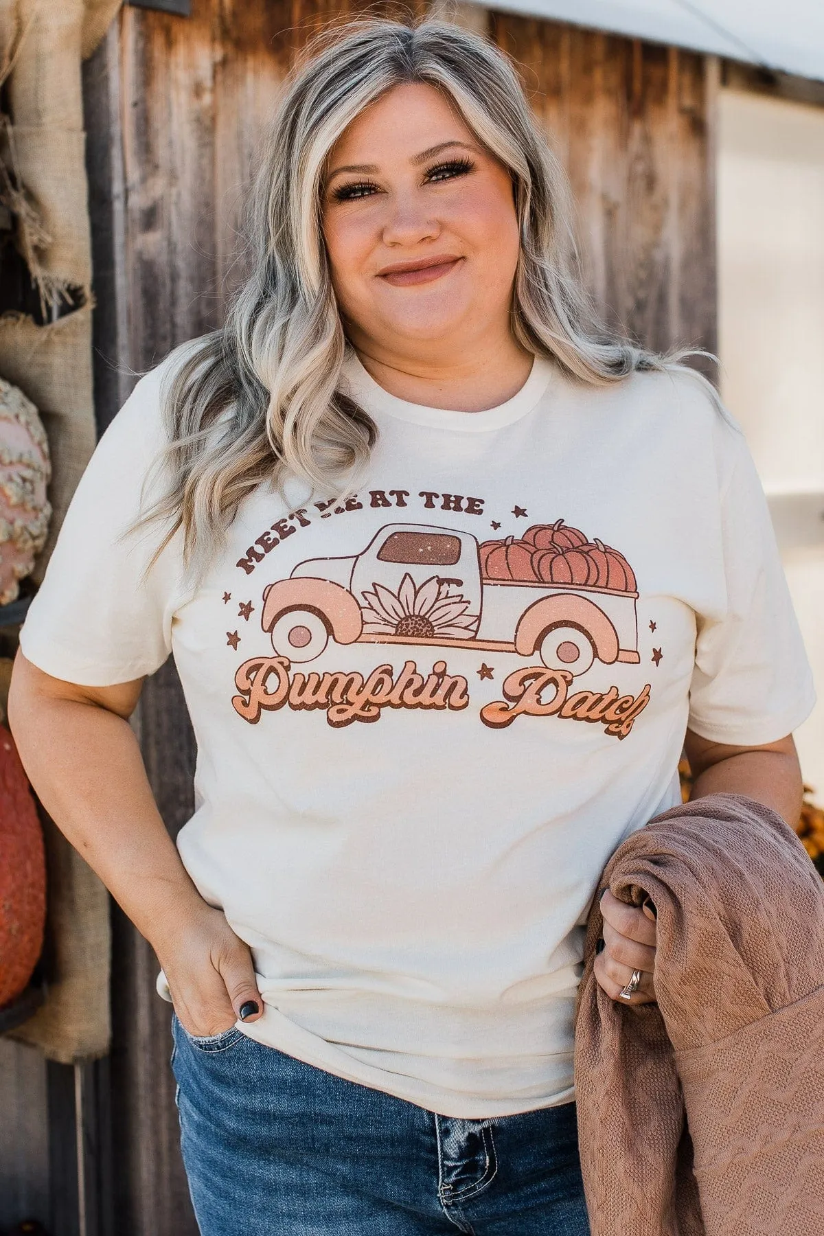 "Meet Me At The Pumpkin Patch" Graphic Tee- Cream