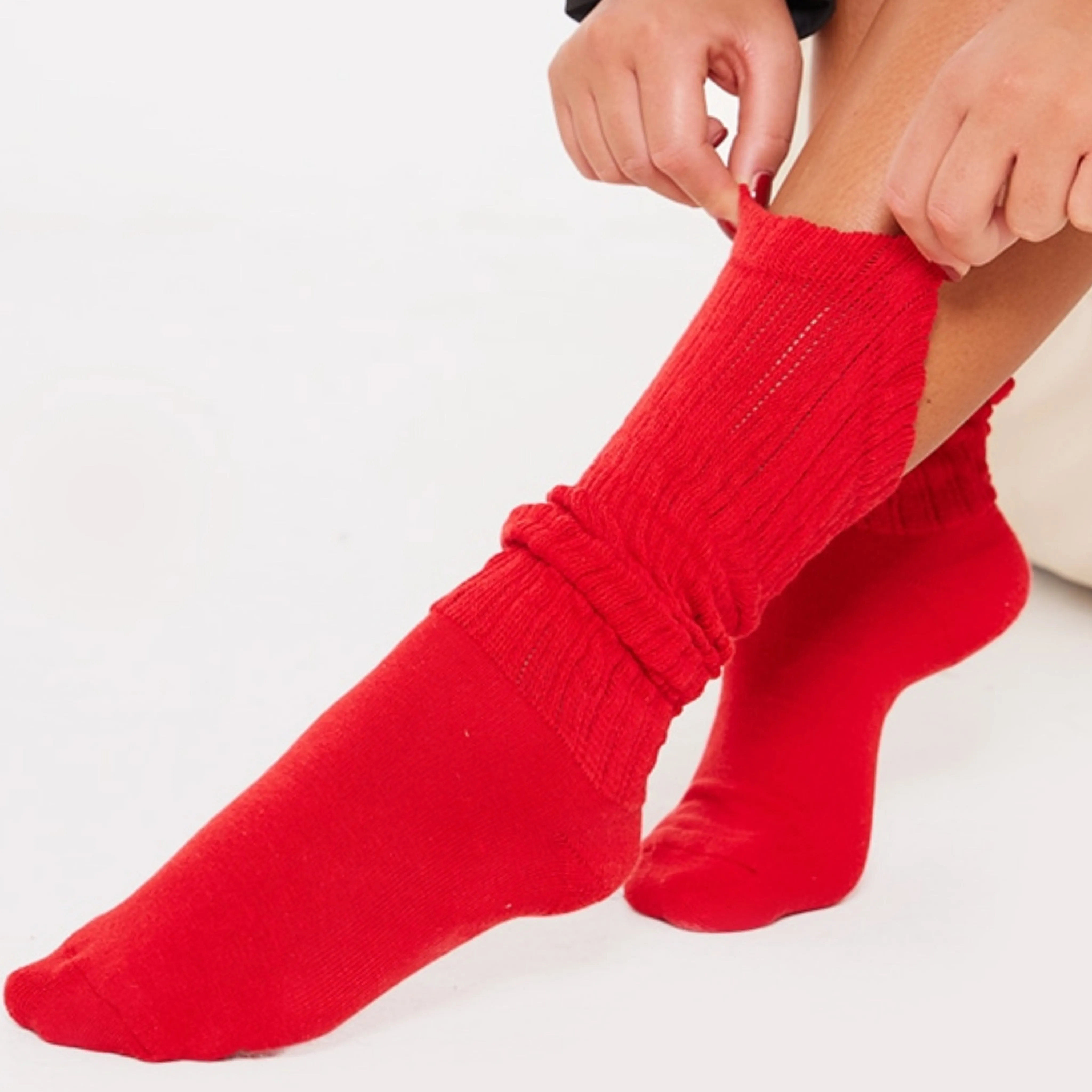 Red Slouch Socks