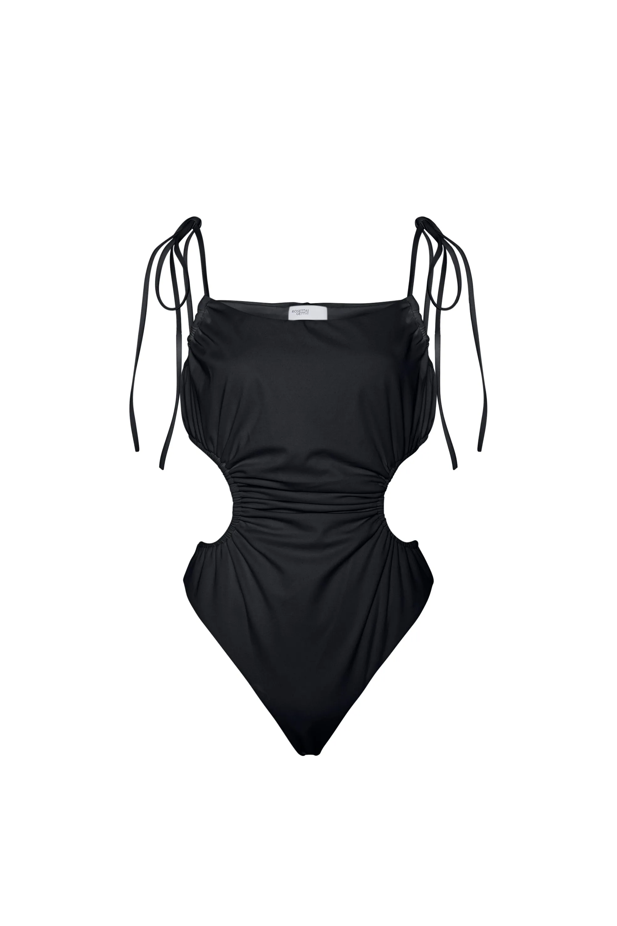 RUCHED CUTOUT TIE SWIMSUIT