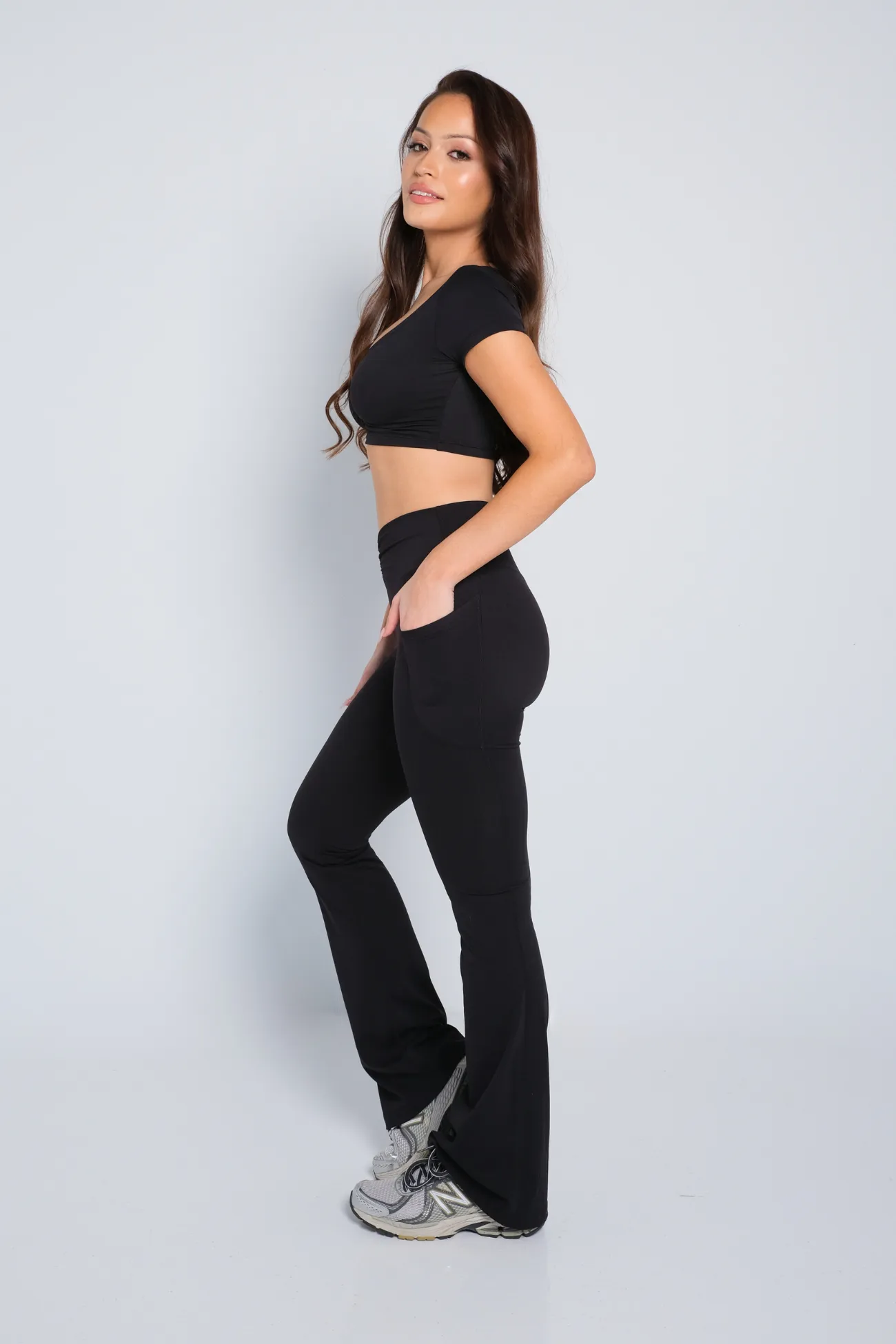 Ruched Flare Pocket (Tall) Leggings - Black