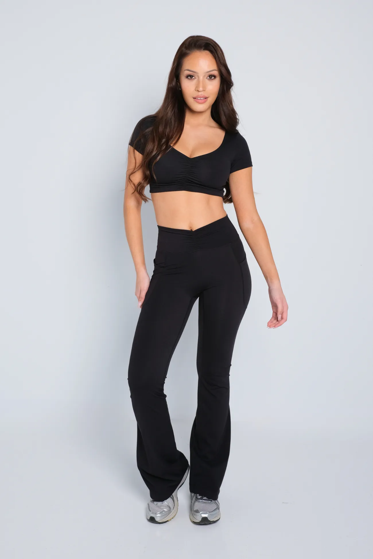 Ruched Flare Pocket (Tall) Leggings - Black