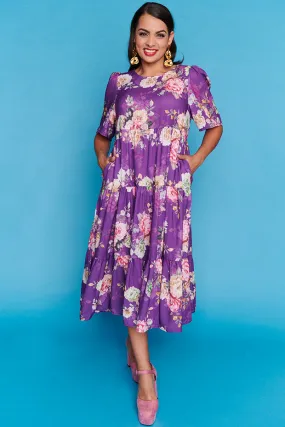 Saturn Antique Purple Floral Dress