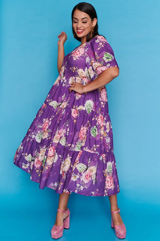 Saturn Antique Purple Floral Dress