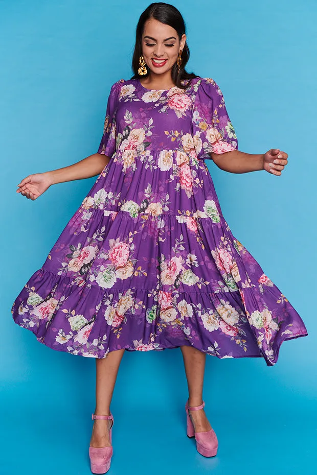 Saturn Antique Purple Floral Dress