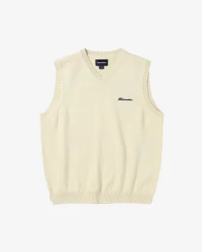 Script Logo Knit Vest Ivory