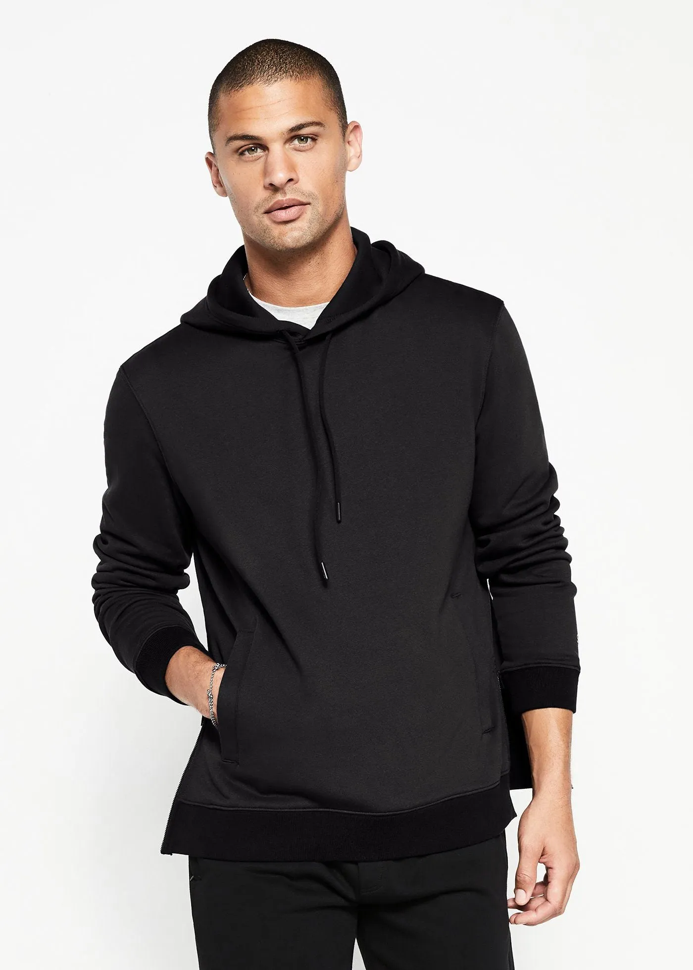 Side Zip Hoodie | Black