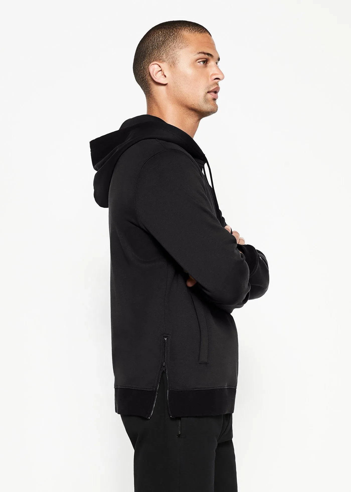 Side Zip Hoodie | Black