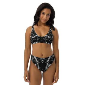 Skull & Crossbones Black Swirl Recycled high-waisted bikini