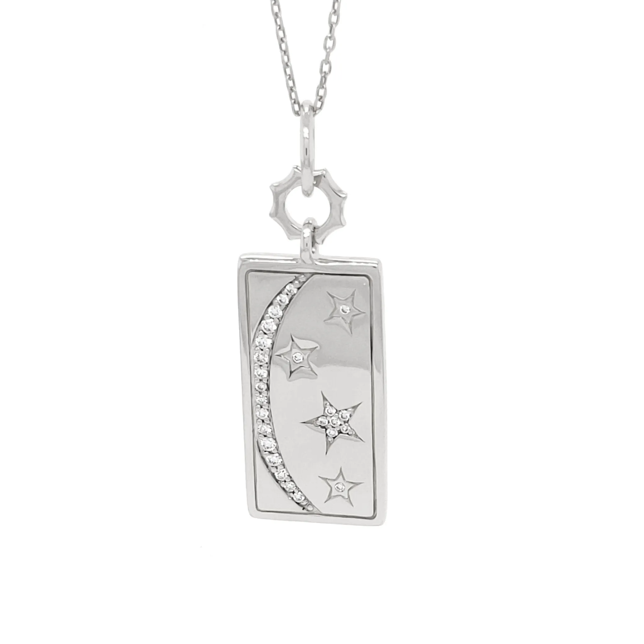 Sterling Silver Sun, Moon and Stars Anniversary Medallion With Diamonds