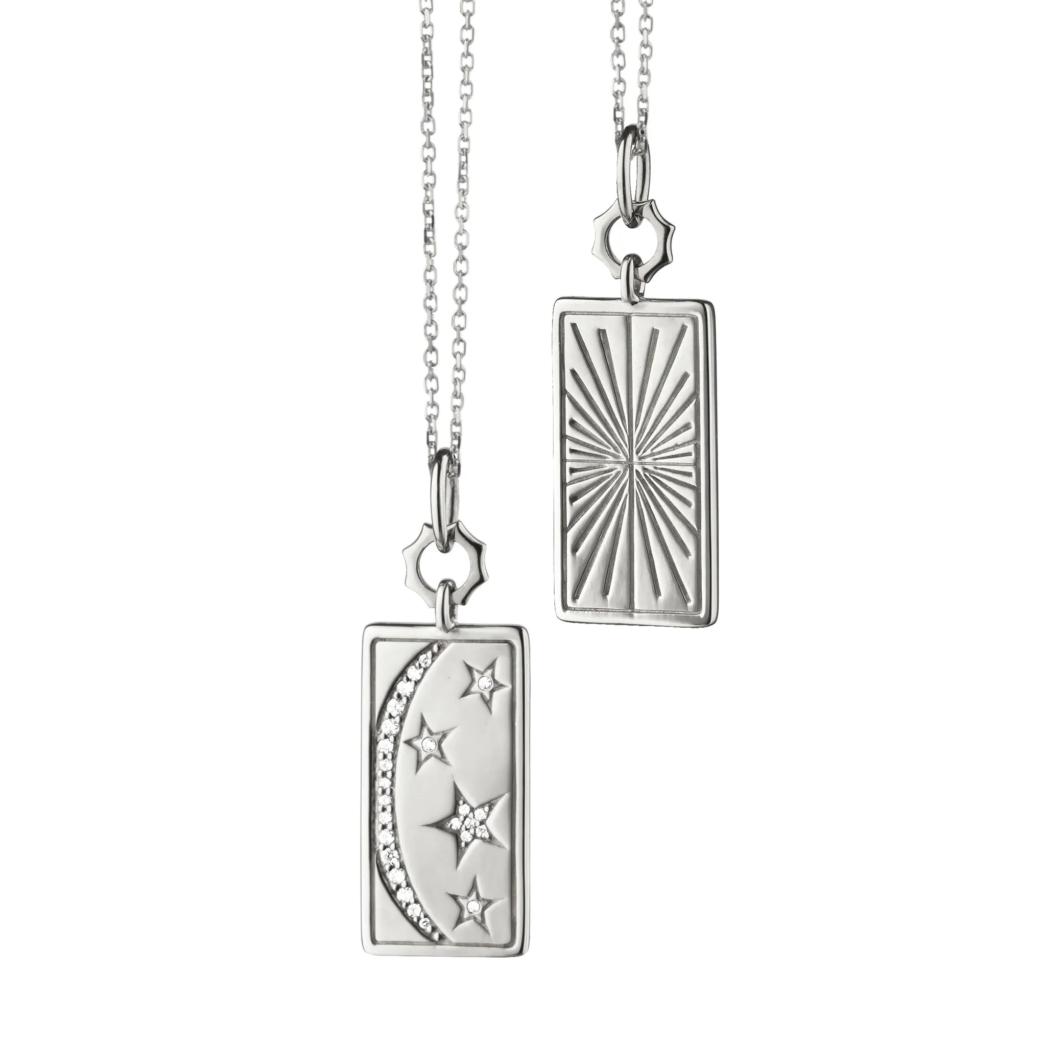 Sterling Silver Sun, Moon and Stars Anniversary Medallion With Diamonds