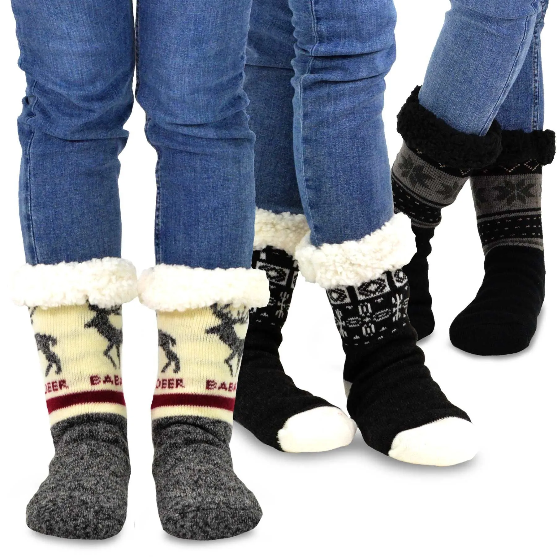 TeeHee Socks Men's Double Layered Polyester Crew Assorted 3-Pack (R1301)