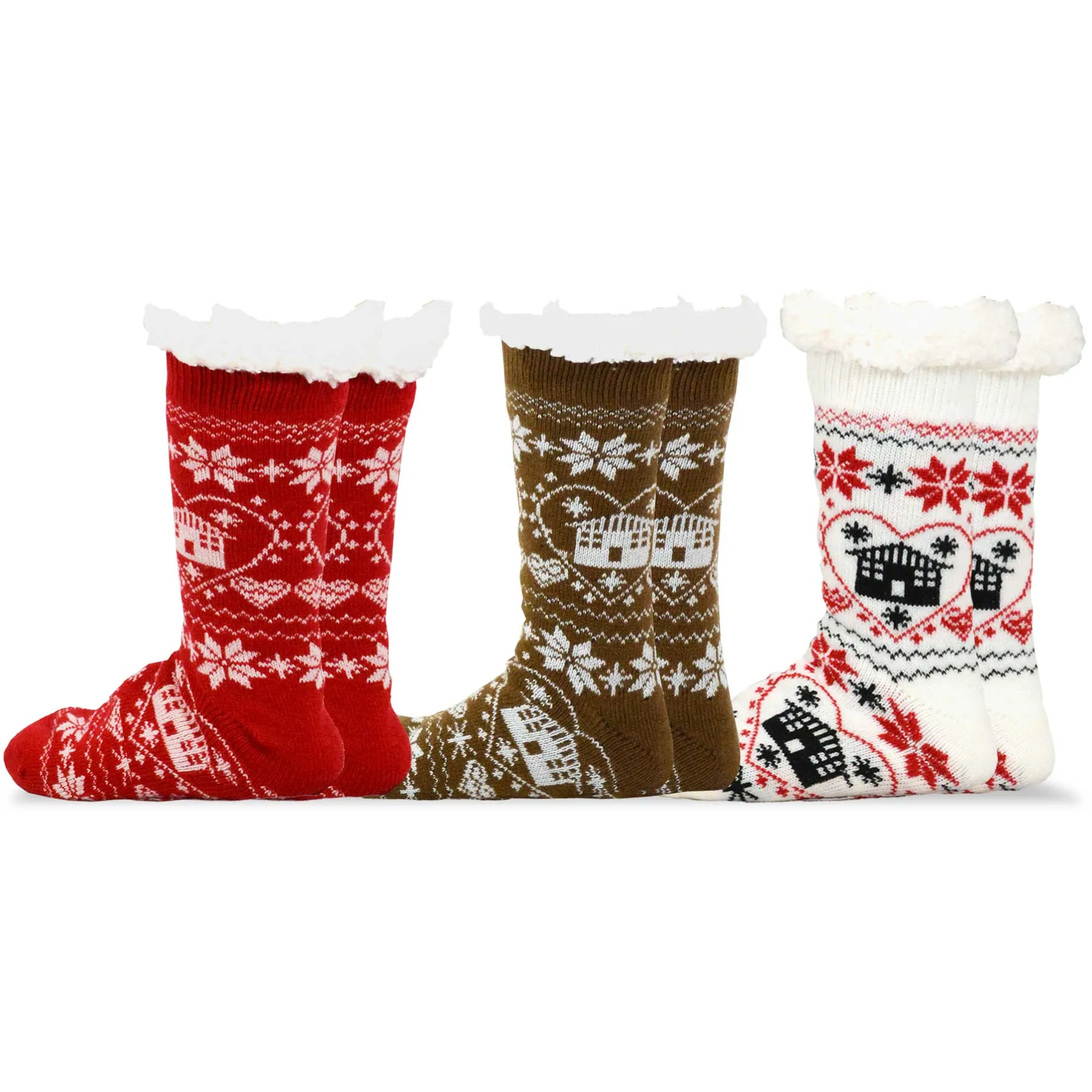 TeeHee Socks Women's Double Layered Polyester Crew Christmas 3-Pack (11799)