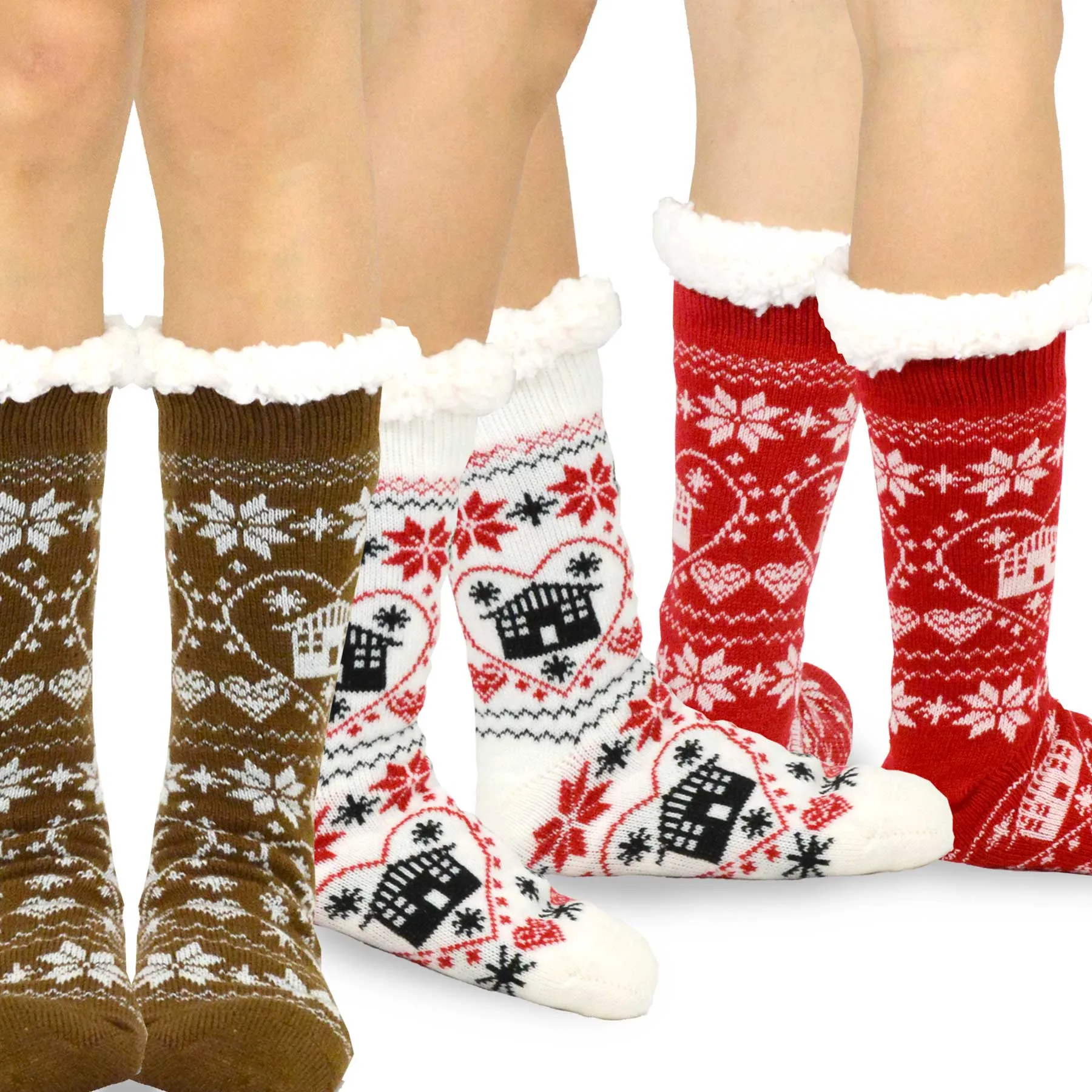 TeeHee Socks Women's Double Layered Polyester Crew Christmas 3-Pack (11799)