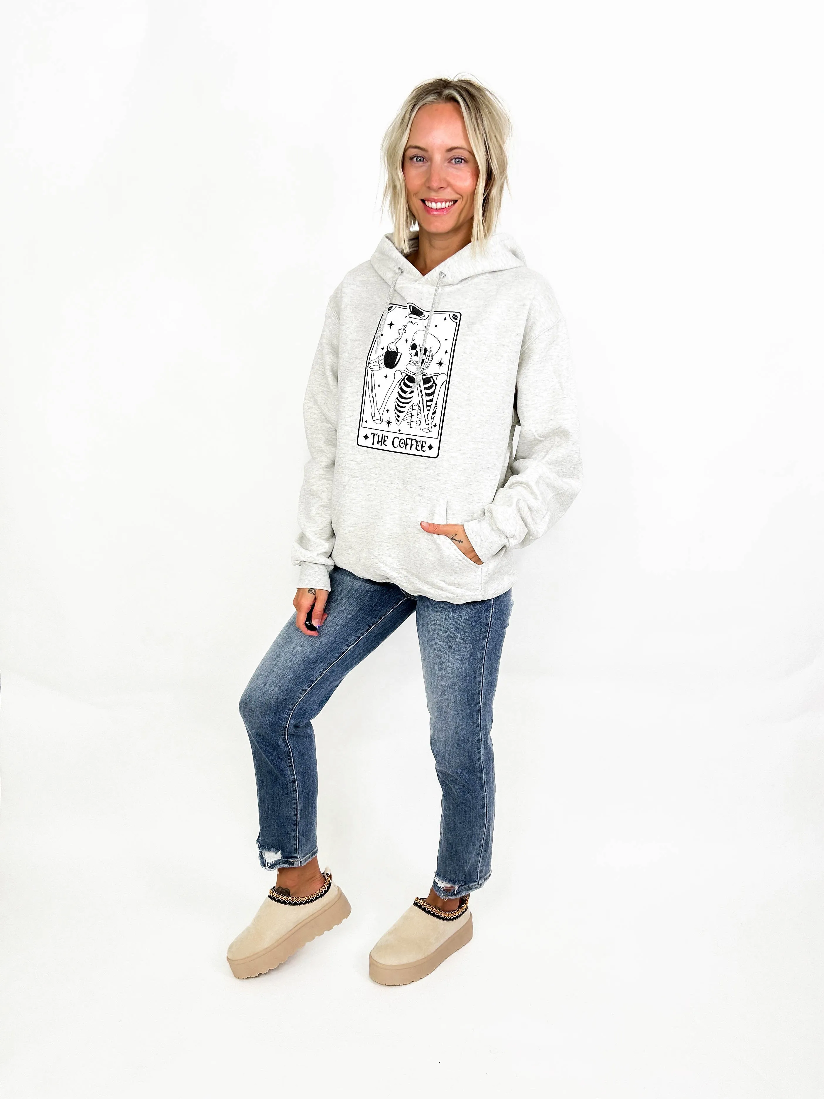 The Coffee Tarot Card Hoodie- HTHR OATMEAL