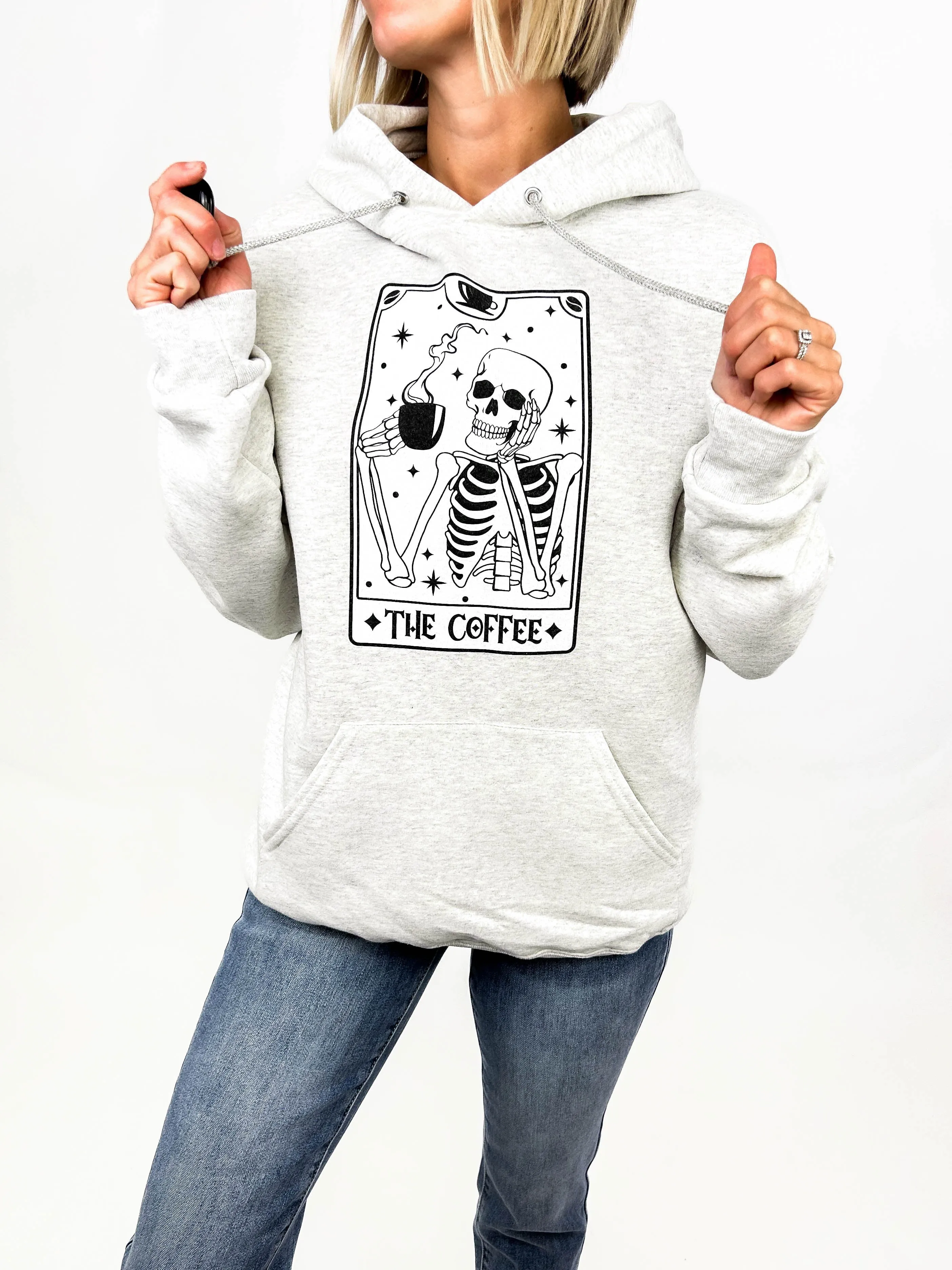 The Coffee Tarot Card Hoodie- HTHR OATMEAL