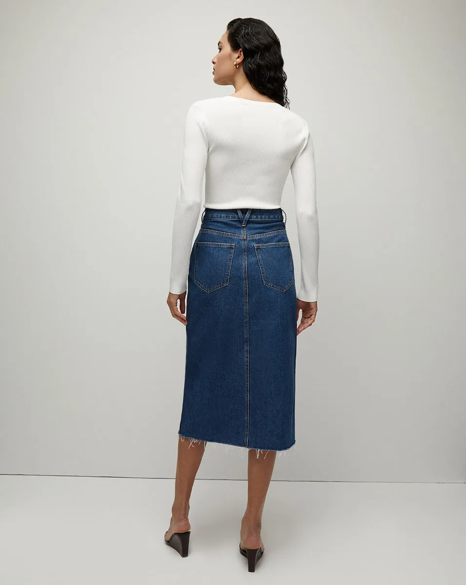 Victoria denim midi skirt