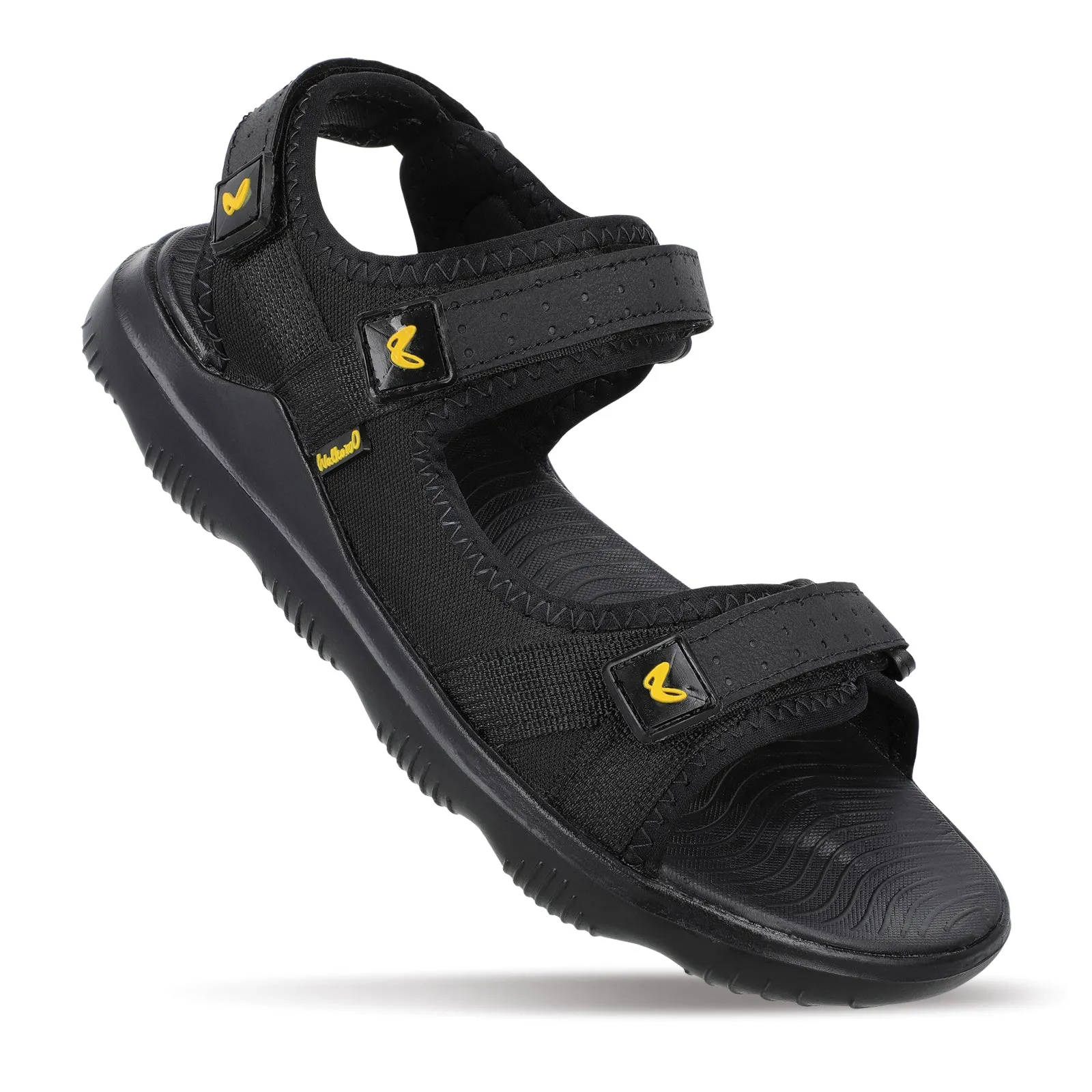 Walkaroo Men Strappy Floater Sandals  - WC4334 Black Black