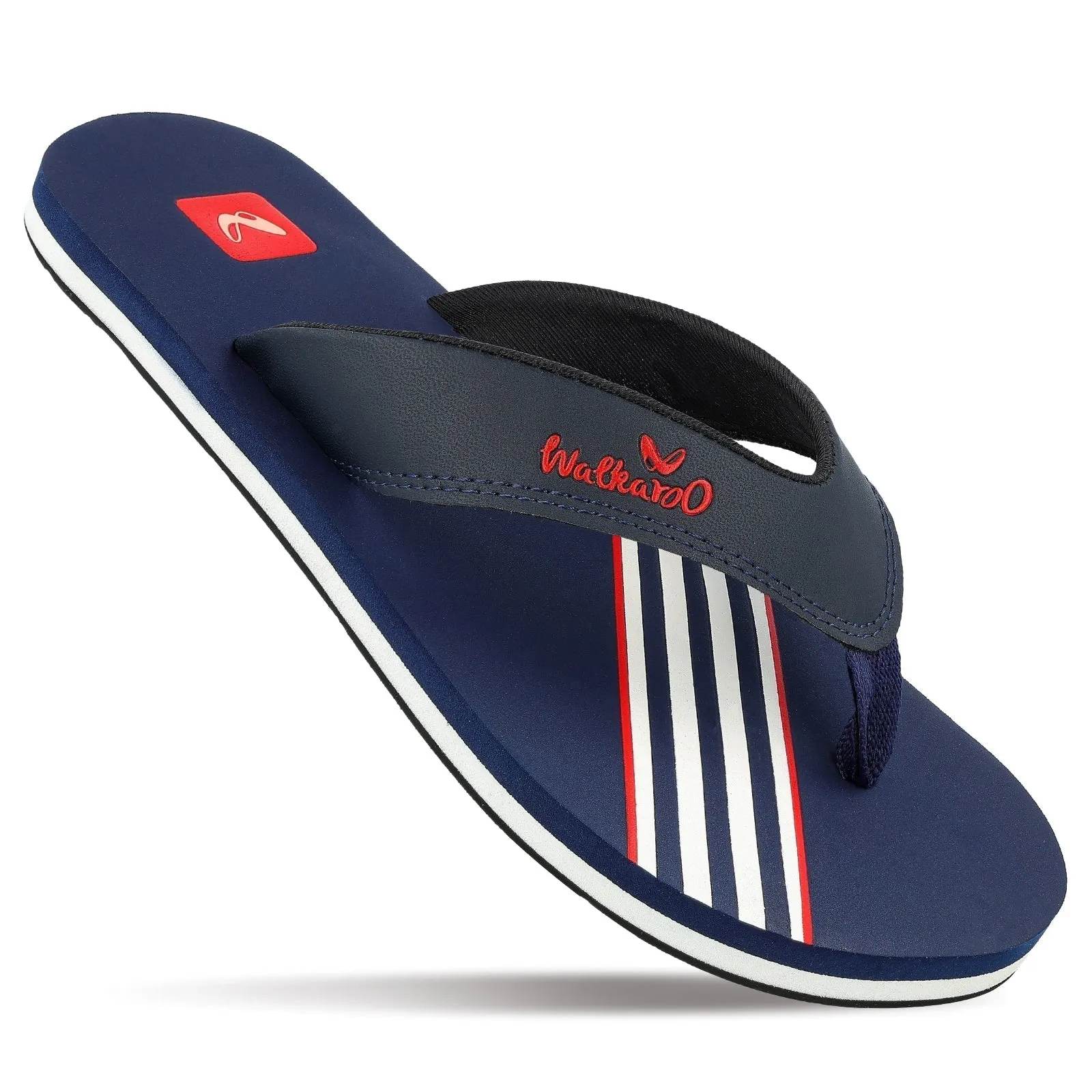 Walkaroo Men Striped Thong Flip-Flop  - WC4220 Blue white