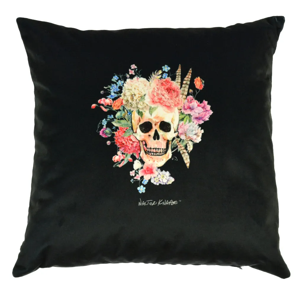 Walter Knabe Pillow 20" Velvet Skull  Black