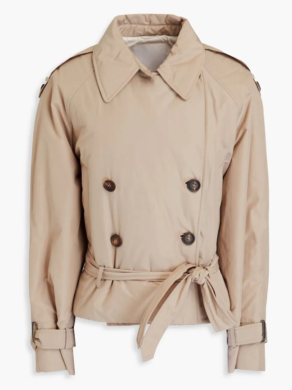 Women’s Belted Padded Double-Breasted Trench Jacket