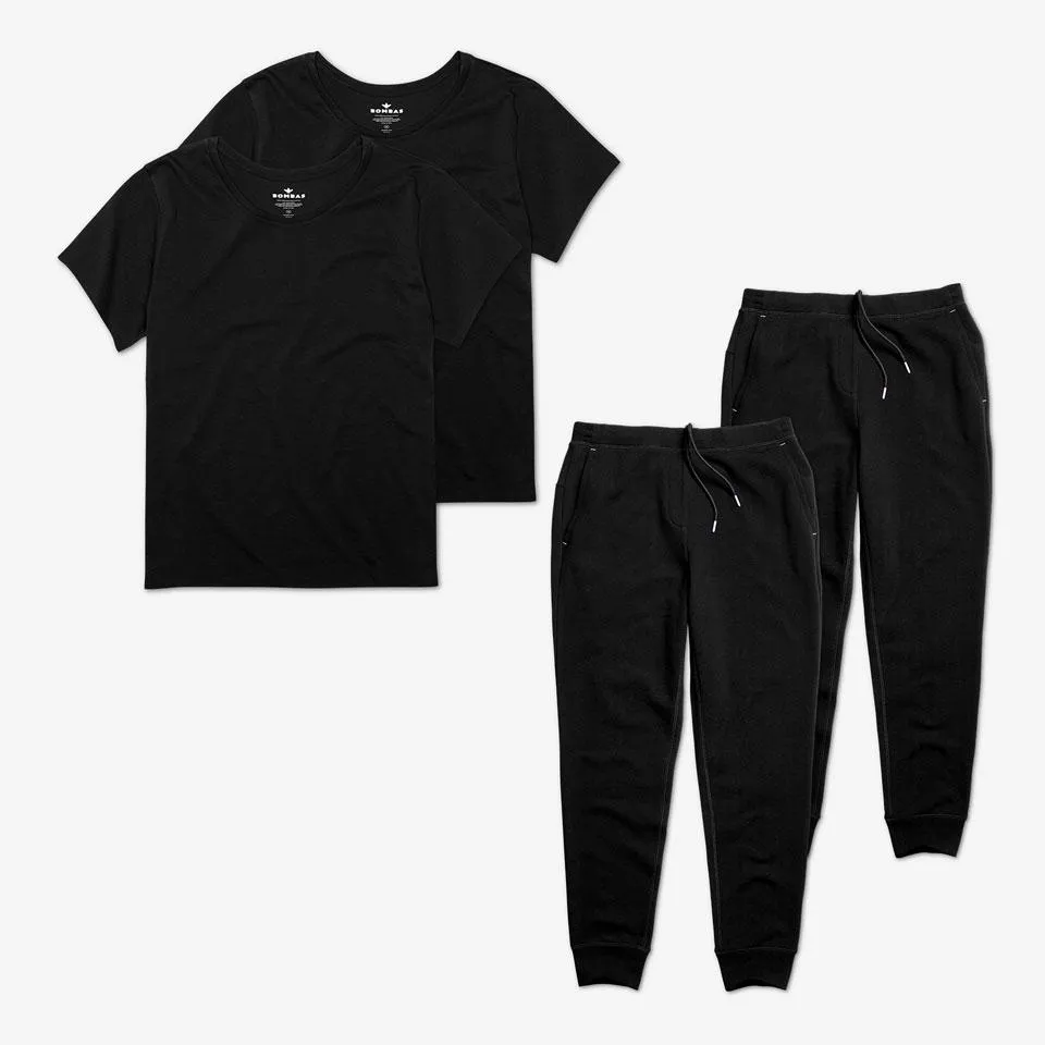 Women's Crew Neck T-Shirt & Sweatpants 4-Pack