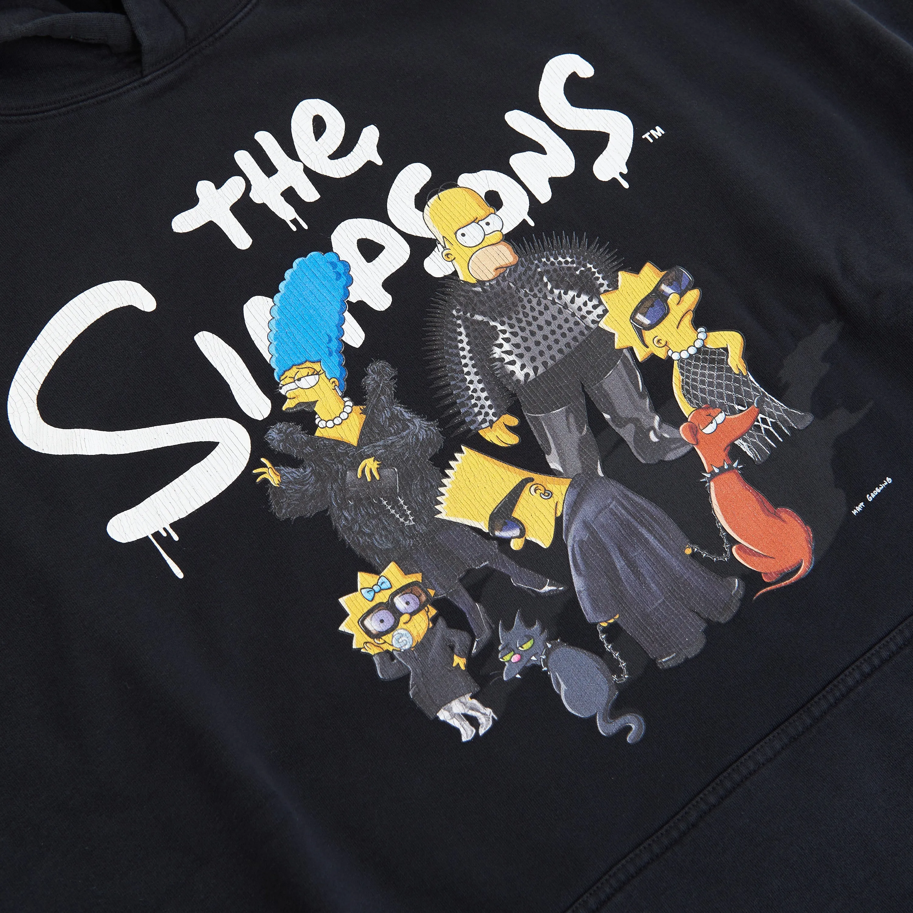 x THE SIMPSONS Wide Fit Hoode In Black Cotton Fleece