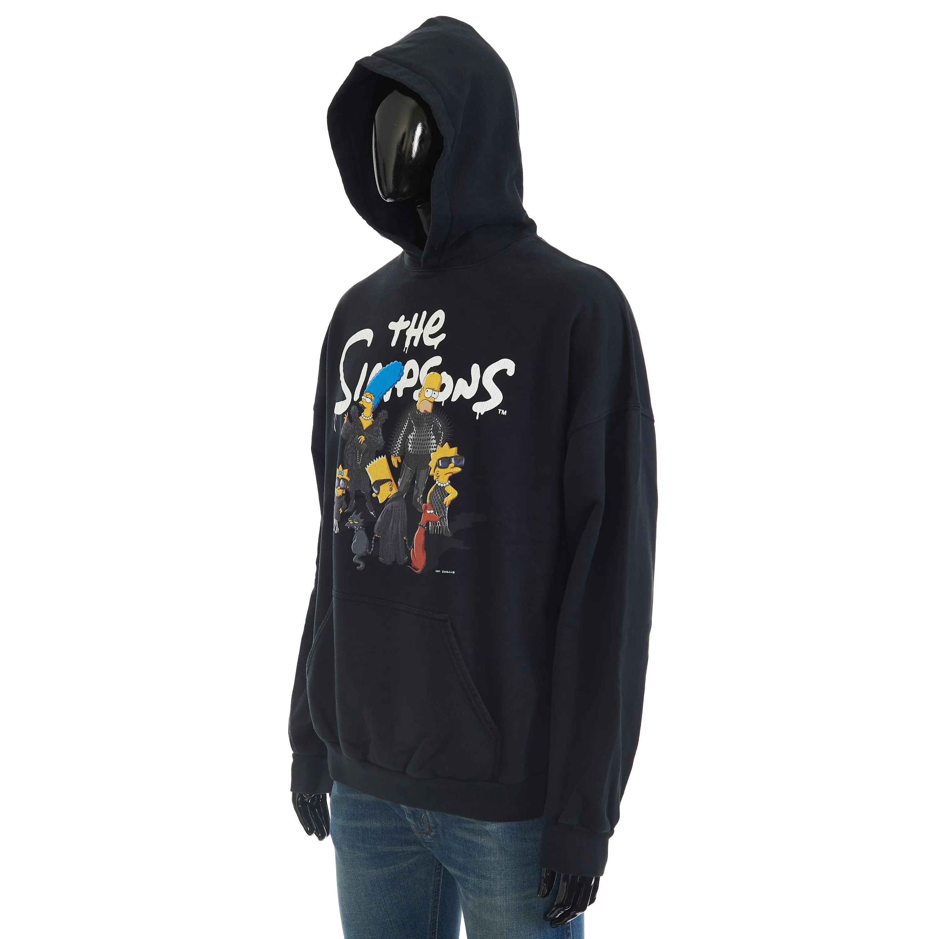 x THE SIMPSONS Wide Fit Hoode In Black Cotton Fleece