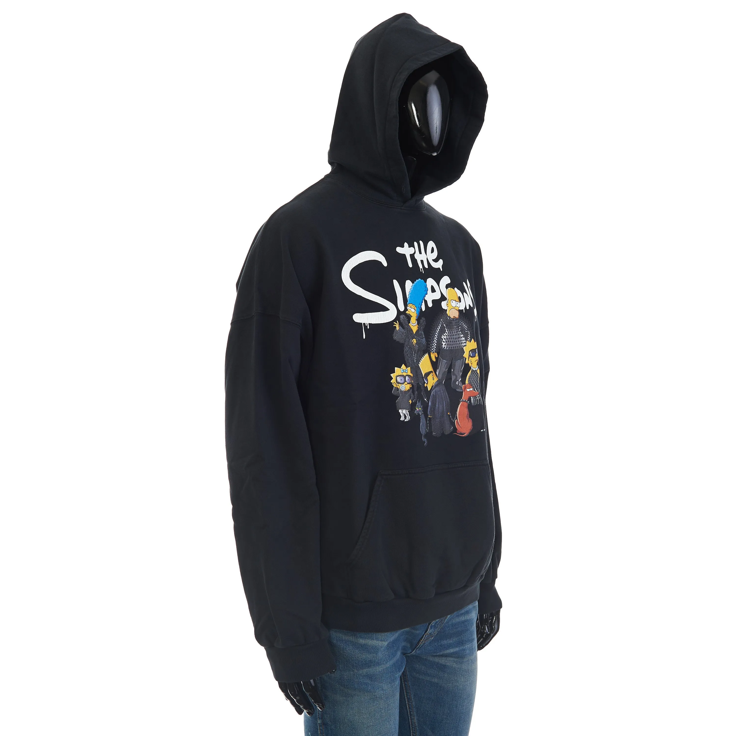 x THE SIMPSONS Wide Fit Hoode In Black Cotton Fleece