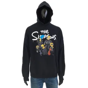 x THE SIMPSONS Wide Fit Hoode In Black Cotton Fleece